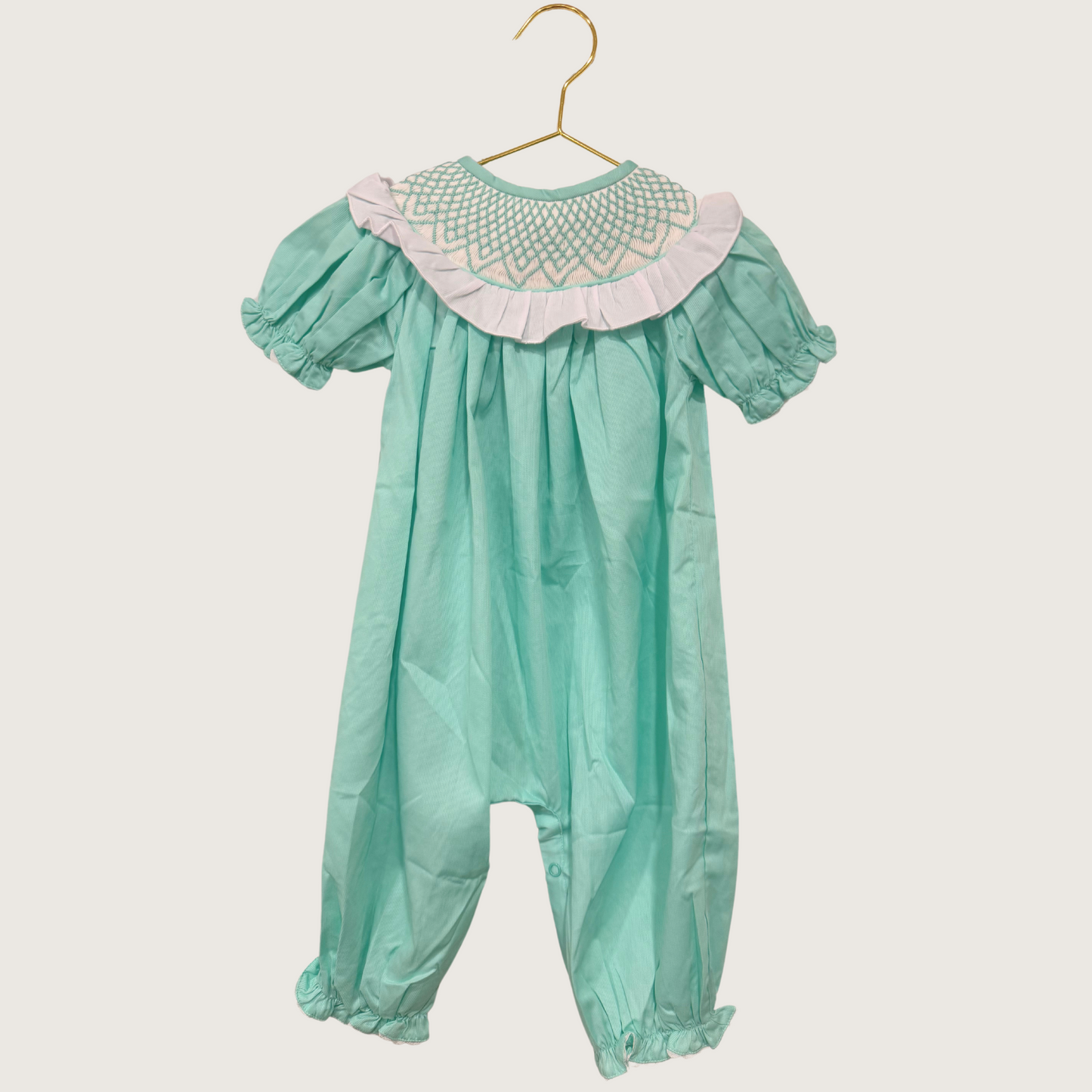 Mint Smocked Long Bubble