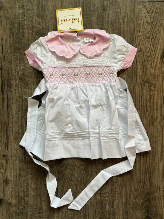 White + Pink Smocked Dress